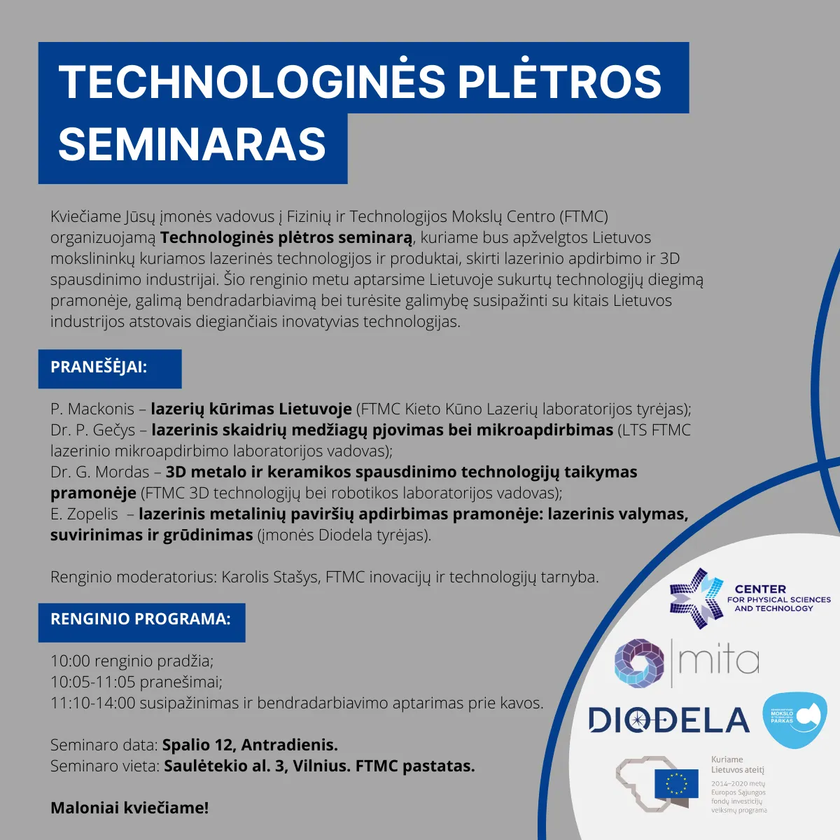 Invitation: Seminar in Vilnius